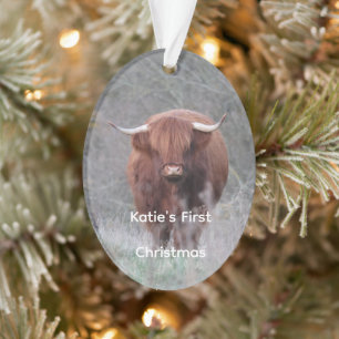Personalisierter Highland-Cow-Weihnachtsschmuck Ornament