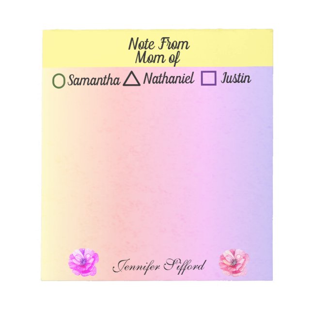 Personalisierter Hinweis aus der Mama von Notepad Notizblock (Vorderseite)