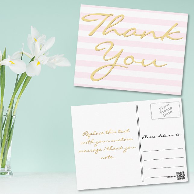 Personalisierter Hinweis Moderne elegante Streifen Postkarte (Personalized Note Modern Elegant Stripes Thank You Postcard)