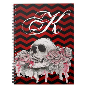 Personalisierter Hinweis: Rose Skull Gothic Zickza Notizblock