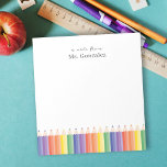 Personalisierter Hinweis vom Rainbow-Lehrer-Editor Notizblock<br><div class="desc">Wenn Sie nach einem nützlichen Lehrergeschenk suchen, ist diese Personalisierte Note von Rainbow Teacher Notepad eine niedliche Ergänzung zu ihrer Lehrerarbeit. Die farbenfrohen Regenbogenfarben geben der Schreibtischdekoration die perfekte Touch. Sie können dieses Notizblock für die Lehrerwertungswoche oder ein Weihnachtsgeschenk, ein kleines Geschenk für Lehrer von Schülern, personalisieren. Originelles Design von...</div>