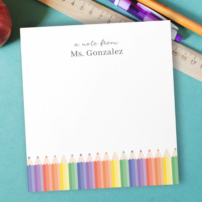 Personalisierter Hinweis vom Rainbow-Lehrer-Editor Notizblock (Personalize this useful gift for teachers, as Christmas gift or as a Teacher appreciation gift.)