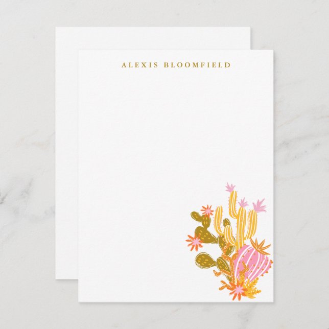 Personalisierter Hinweis: Whimsical Pink und Orang Mitteilungskarte (Vorne/Hinten)