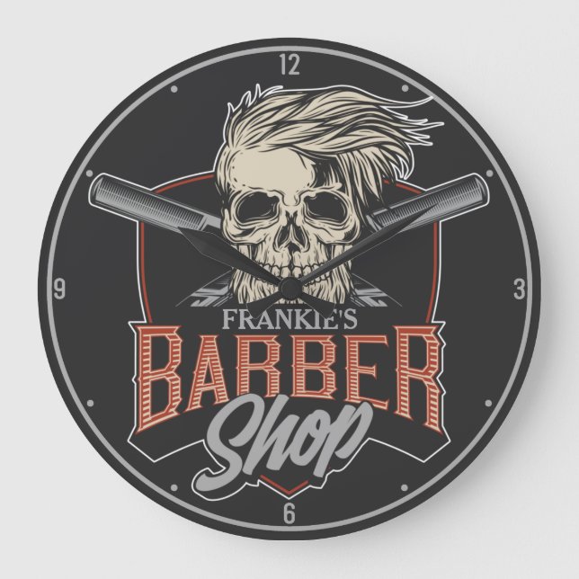 Personalisierter Hipster aus Friseursalon Skull un Große Wanduhr (Vorderseite)