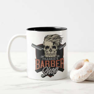 Personalisierter Hipster aus Friseursalon Skull un Zweifarbige Tasse