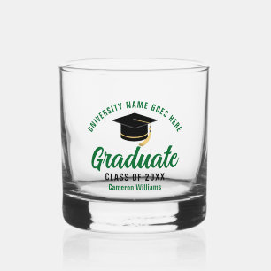 Personalisierter Hochschulabschluss Grüner Absolve Whiskyglas