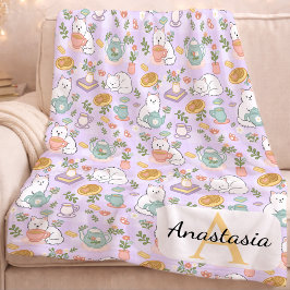 Personalisierter Hochtee-Monogramm-Name Pastell-Li Fleecedecke