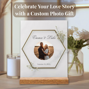 Personalisierter Hochzeits-Acrylblock mit Foto Acrylschild