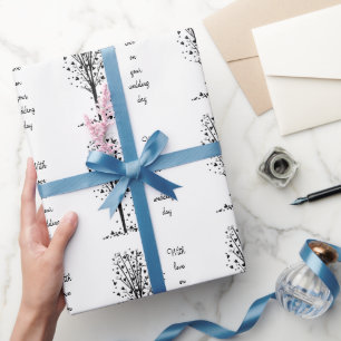 Personalisierter Hochzeits-Herzbaum Geschenkpapier
