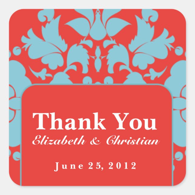 Personalisierter Hochzeits-oder Ereignis-Aufkleber Quadratischer Aufkleber (Vorderseite)