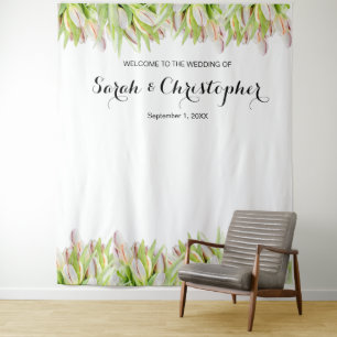Personalisierter Hochzeitsfoto-Hintergrund Rosa Wandteppich