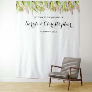 Personalisierter Hochzeitsfoto-Hintergrund   Rosa  Wandteppich