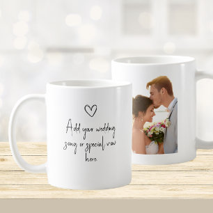 Personalisierter Hochzeitsfoto- und Ehegelübde-Kaf Kaffeetasse