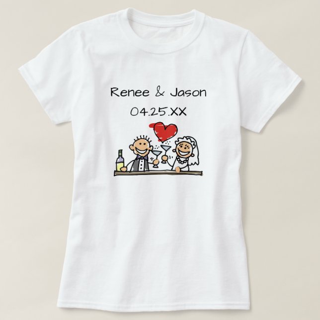 Personalisierter Hochzeitsheim - Ehepaar Datum T-Shirt (Design vorne)