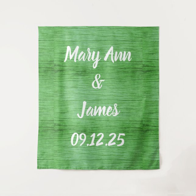 Personalisierter Hochzeitshintergrund Wandteppich (Vorderseite)
