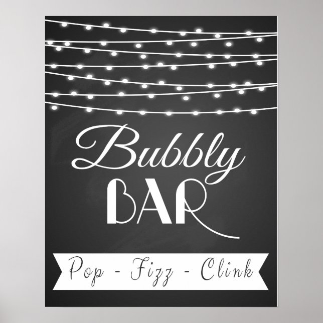 Personalisierter Hochzeitskalkpappdruck "Bubbly Ba Poster (Vorne)