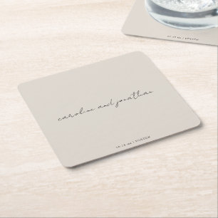Personalisierter Hochzeitsname Elfenbein Creme Ele Rechteckiger Pappuntersetzer