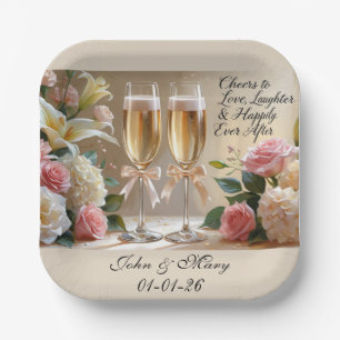 Personalisierter Hochzeitspapierbecher - Glücklich Pappteller