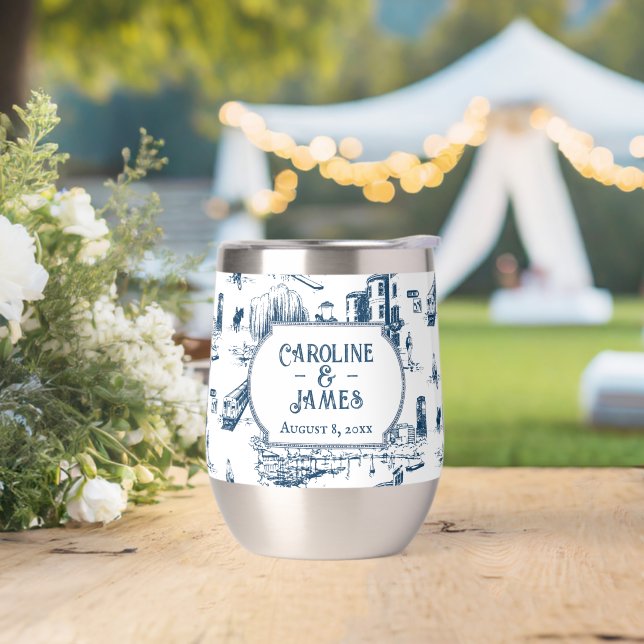 Personalisierter Hochzeitstag der Boston Toile Nav (Hochzeit)