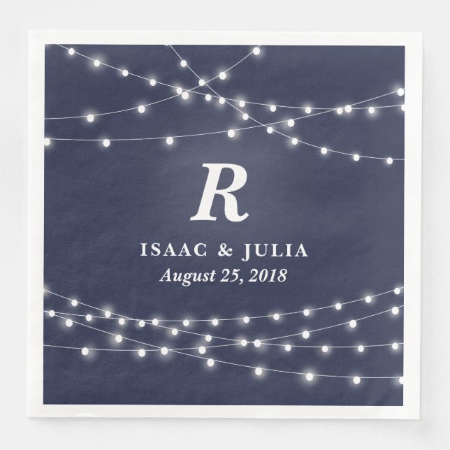 Personalisierter Hochzeitstag der Leuchtenröhre Serviette (Vorderseite)