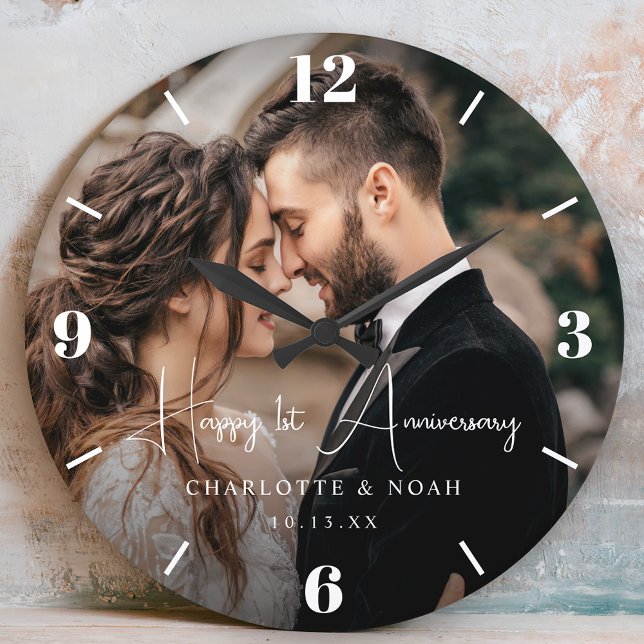 Personalisierter Hochzeitstag Große Wanduhr (Von Creator hochgeladen)