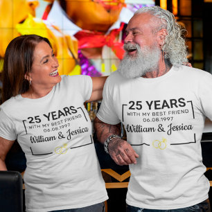 Personalisierter Hochzeitstag mit mehreren Namen T-Shirt
