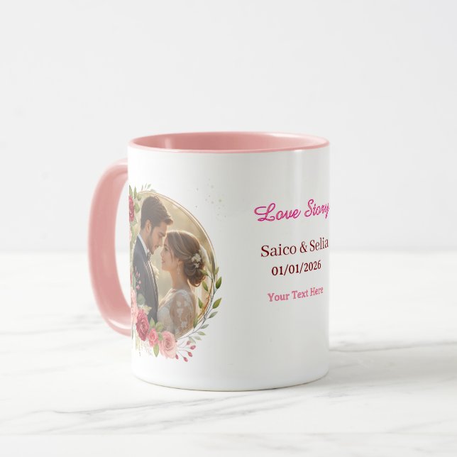 Personalisierter Hochzeitstag-Mug  Tasse (Vorderseite Links)