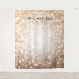 Personalisierter Hochzeitstag Rose Gold Lights Wandteppich