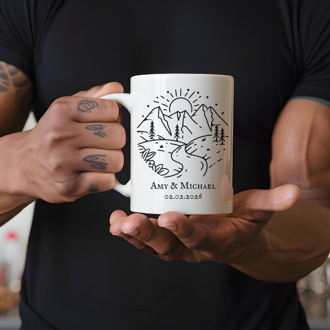 Personalisierter Hochzeitstagsbecher | Geschenk fü Kaffeetasse (personalized mug, gift for couple, wedding gift, engagement gift, anniversary mug, Christmas gift,)