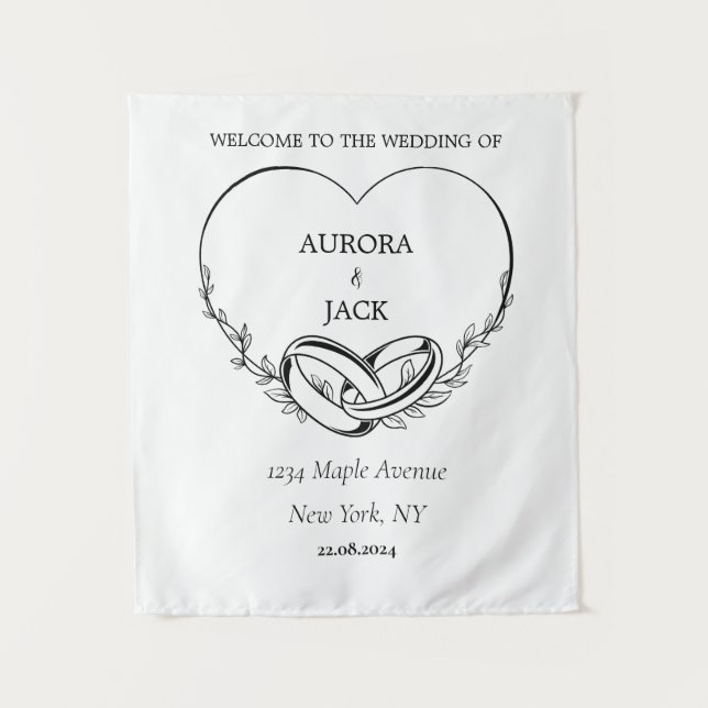 Personalisierter Hochzeitsteppich Wandteppich (Vorderseite)