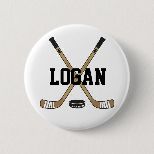 Personalisierter Hockey-Name Hockey Pinback Flare Button