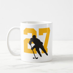 Personalisierter Hockey-Player Nummer Schwarz Kaffeetasse