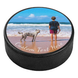 Personalisierter Hockeypuck mit Foto und Text Name Eishockey Puck