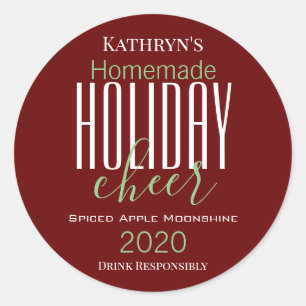 Personalisierter "Holiday Cheer" Alkohol/Lebensmit Runder Aufkleber