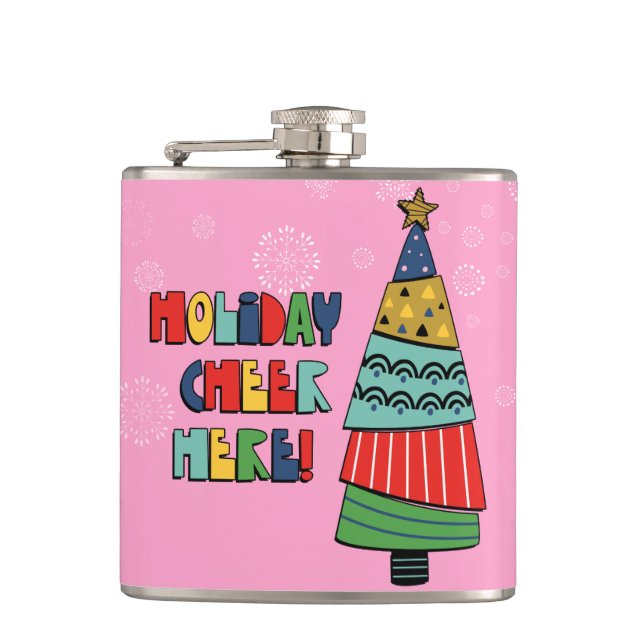 Personalisierter Holiday Chef Hier Flasche Flachmann (Vorderseite)