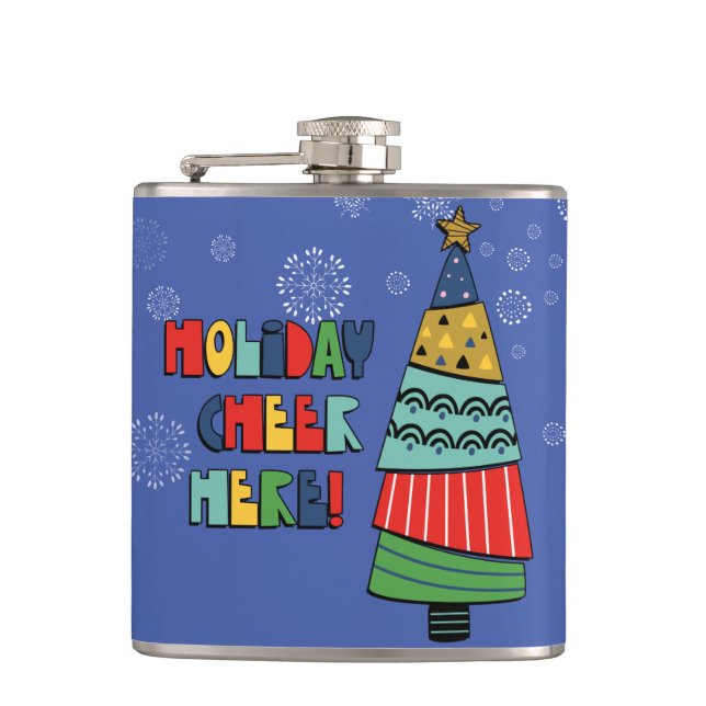 Personalisierter Holiday Chef Hier Flasche Flachmann (Vorderseite)