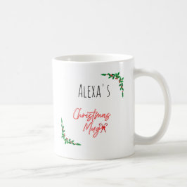 Personalisierter Holly Berry Candy Cane Name Weihn Kaffeetasse