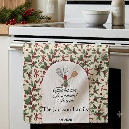 Personalisierter Holly Berry Weihnachts- Benutzern Geschirrtuch