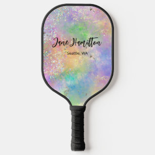Personalisierter Holografischer Rainbow-Glitzer Pickleball Schläger