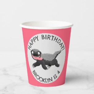 Personalisierter Honigausweis Cartoon Geburtstag Pappbecher