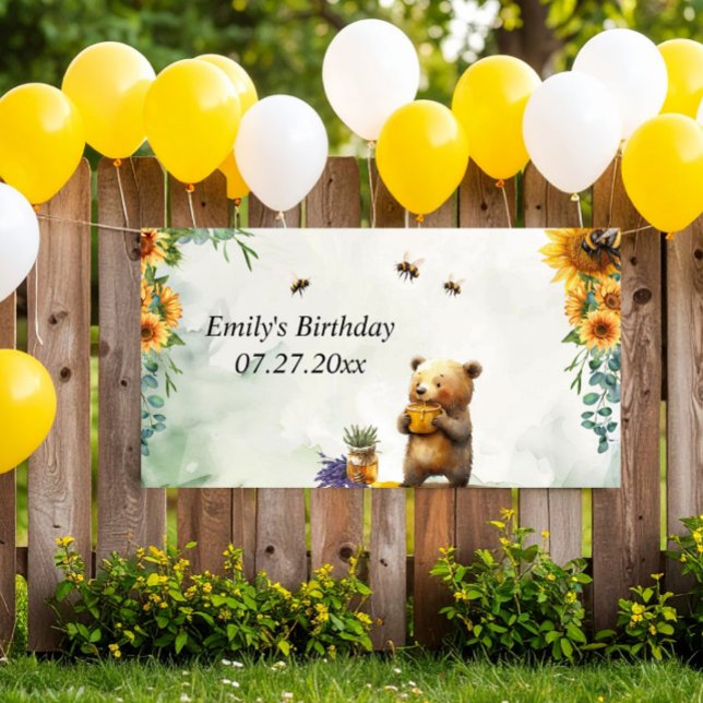 Personalisierter Honigbär Geburtstag  Banner (Von Creator hochgeladen)