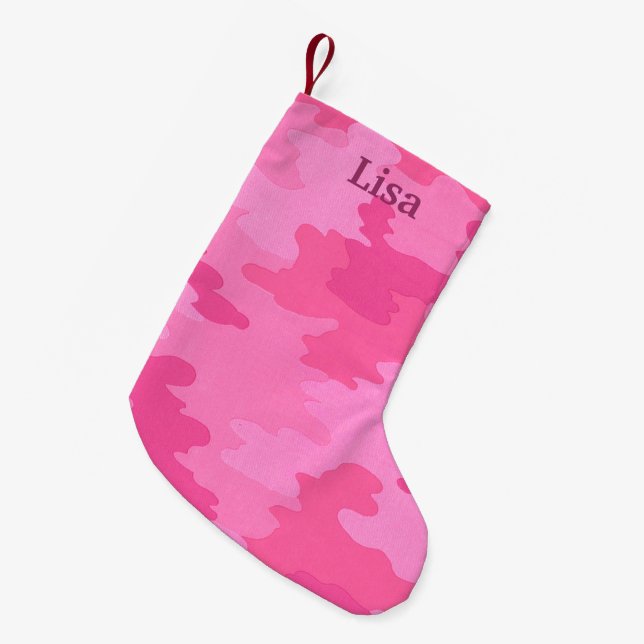 Personalisierter Hot Pink Camouflage Weihnachten S Kleiner Weihnachtsstrumpf (Vorderansicht (hängend))
