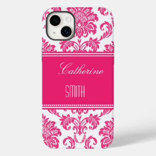 Personalisierter Hot-PInk-Damast Case-Mate iPhone 14 Plus Hülle