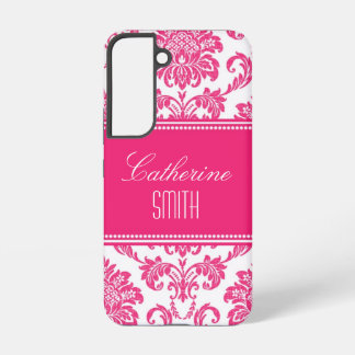 Personalisierter Hot-PInk-Damast Samsung Galaxy Hülle