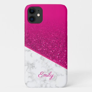 Personalisierter Hot-Pink-Glitzer - Telefon aus we Case-Mate iPhone Hülle