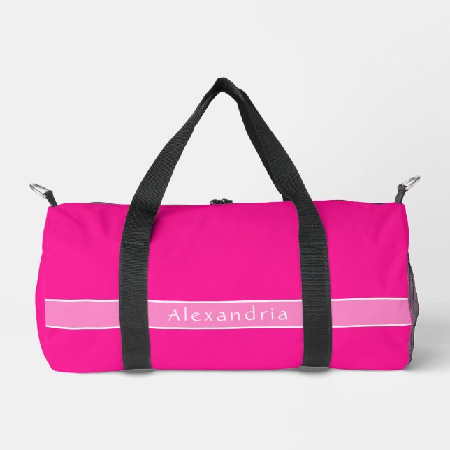 Personalisierter Hot Pink Gym Duffle Bag (Vorderseite)