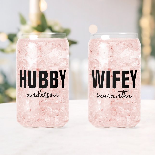 Personalisierter Hubby- und Wifey-Name Dosenglas (Insitu (Hochzeit))