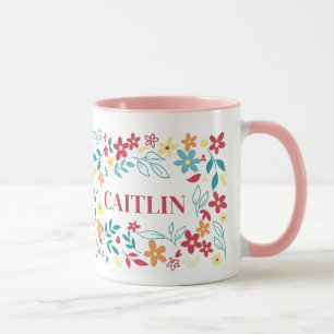Personalisierter hübscher Blumenname-Mug – Tasse