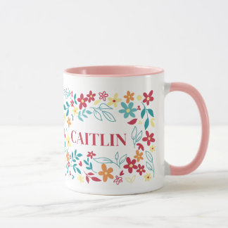 Personalisierter hübscher Blumenname-Mug – Tasse