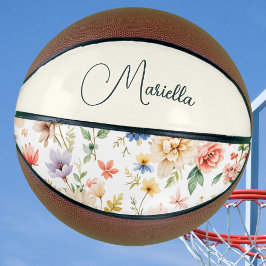 Personalisierter Hübscher Name des Blumenschreiber Basketball